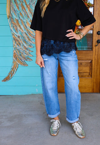 Risen Slouchy Barrel Cuffed Denim