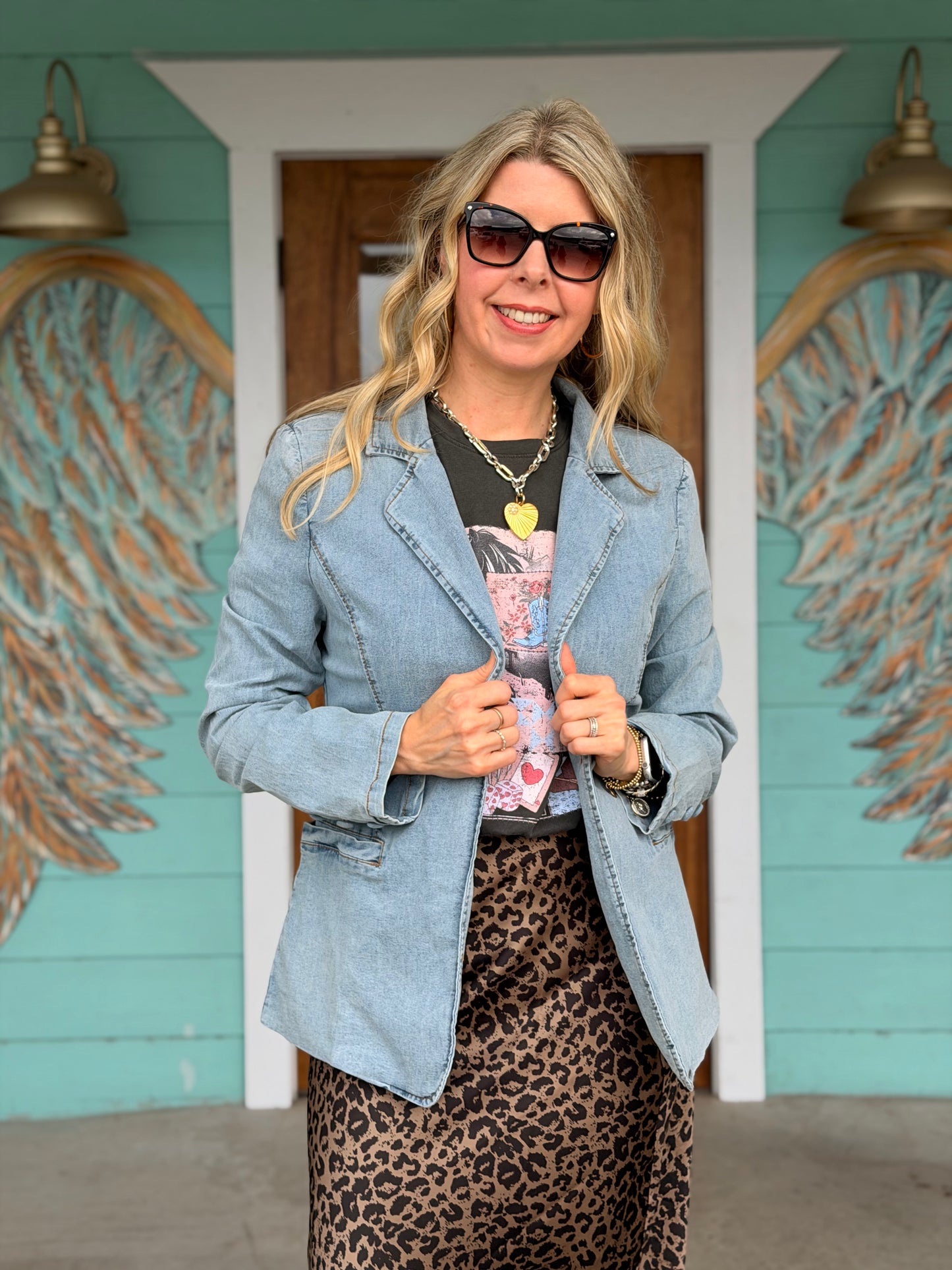 Light Denim Front Pocket Blazer