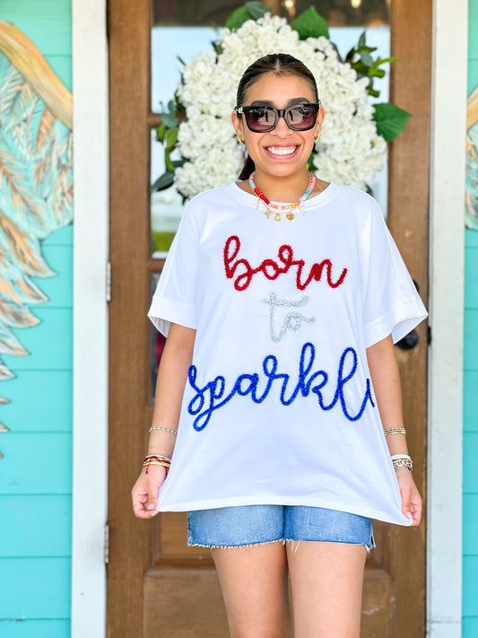 White Born to Sparkle Tee