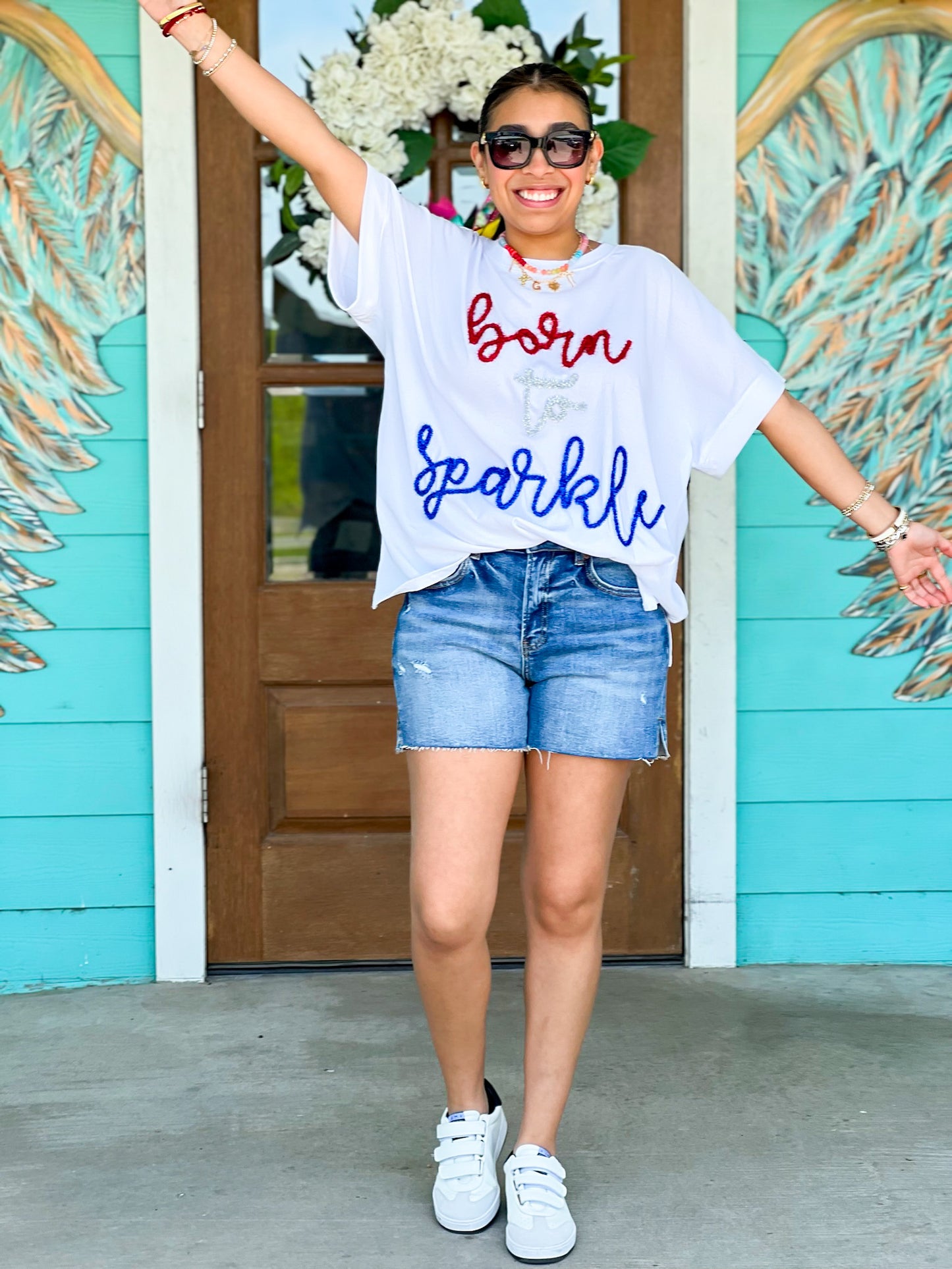 White Born to Sparkle Tee