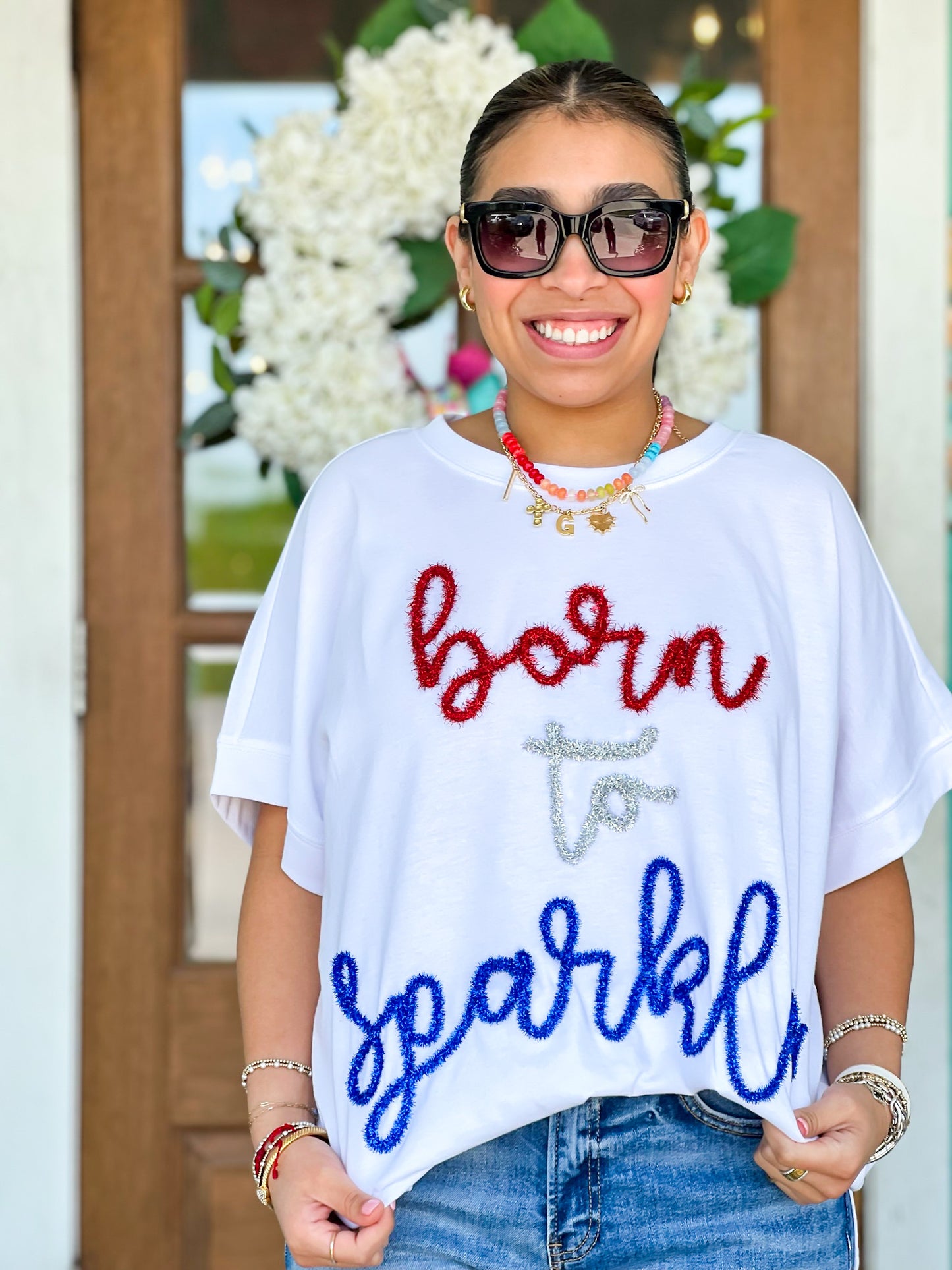 White Born to Sparkle Tee