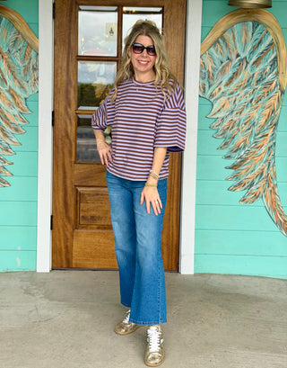 Oversized Violet Stripe Tee