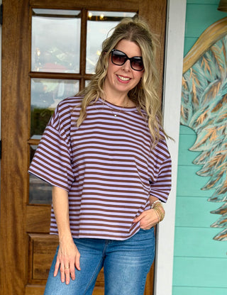 Oversized Violet Stripe Tee