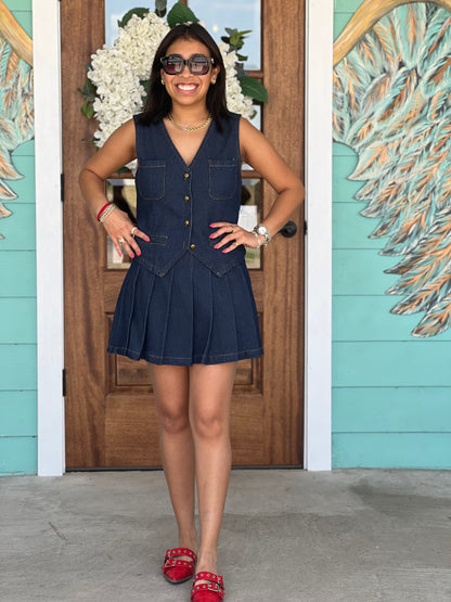 Dark Denim Tennis Skirt