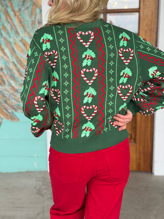 Queen of Sparkles Green Holly & Peppermint Cardigan