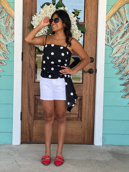 Black & White Polka Dot Drama Top