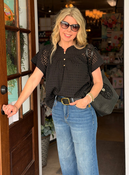 Black Flutter Sleeve Top