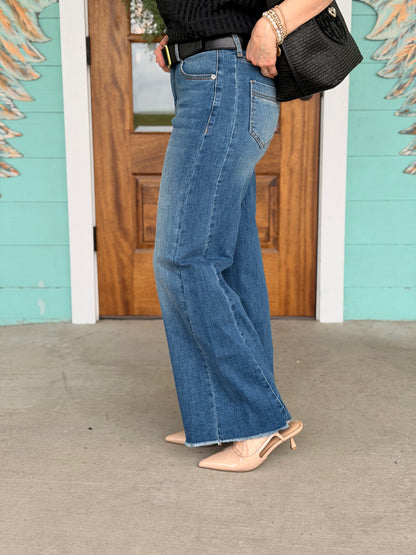 Mica Muted Blue HR Wide Leg Denim