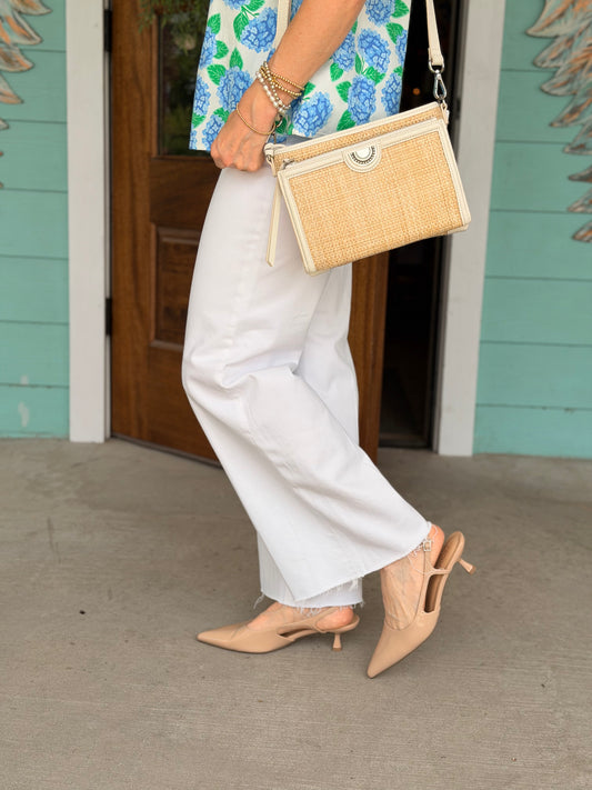 Risen White HR Ankle Crease Line Denim