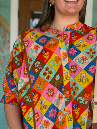 Ivy Jane Block Patch Floral Top