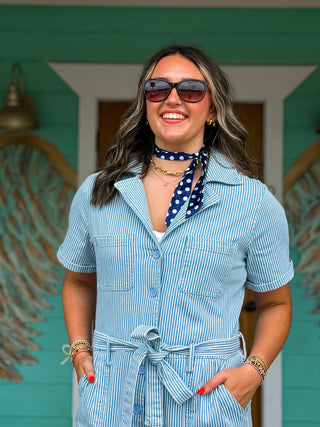 Light Denim Stripe Jumpsuit