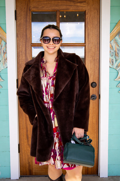 Ivy Jane Chocolate Faux Fur & Suede Jacket