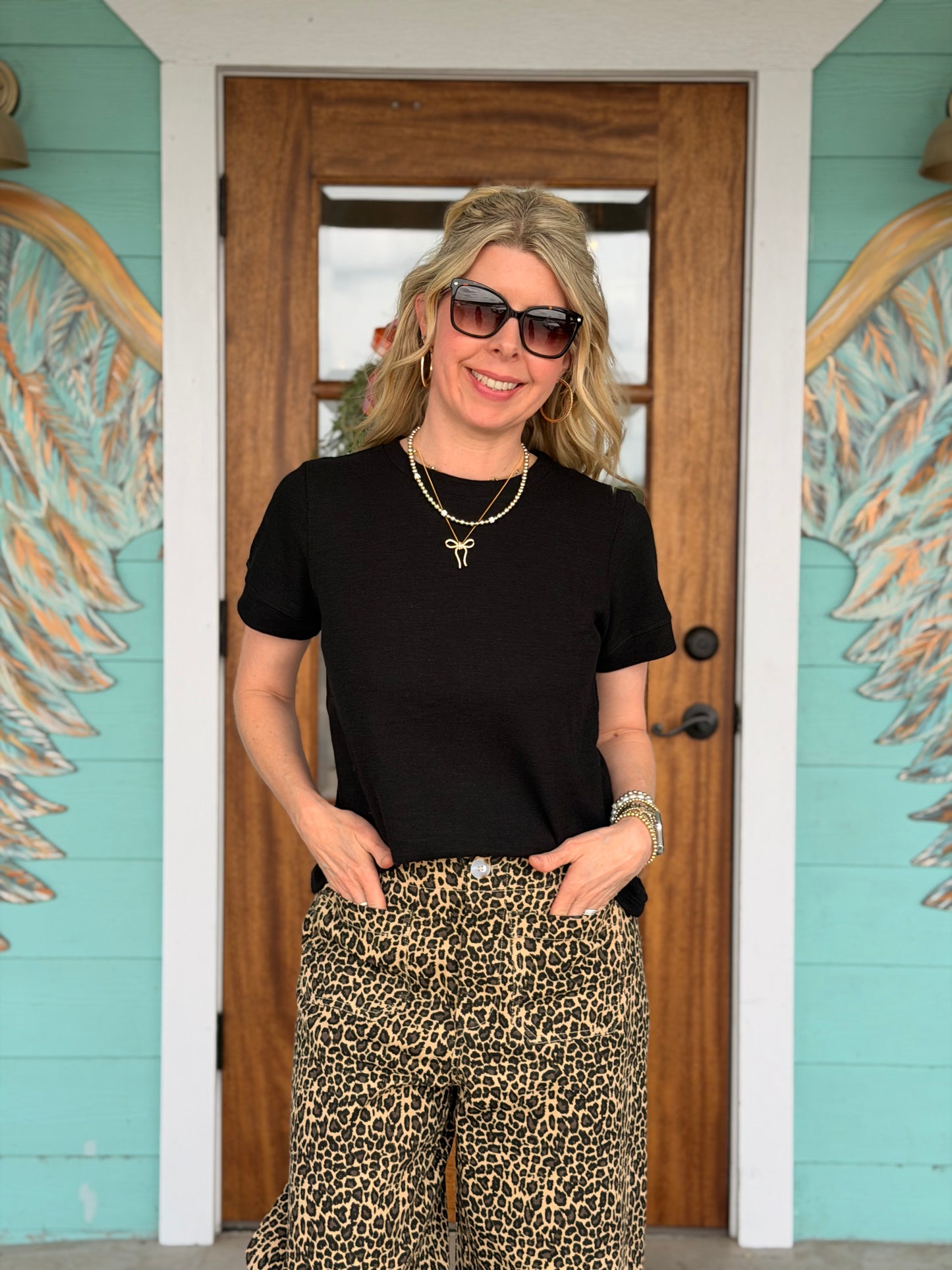 Short Sleeve Black Top