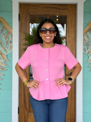 Rosy Pink Peplum Top