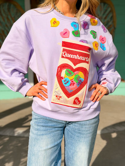 Queen of Sparkles Lavender Hearts CandyBox Sweatshirt