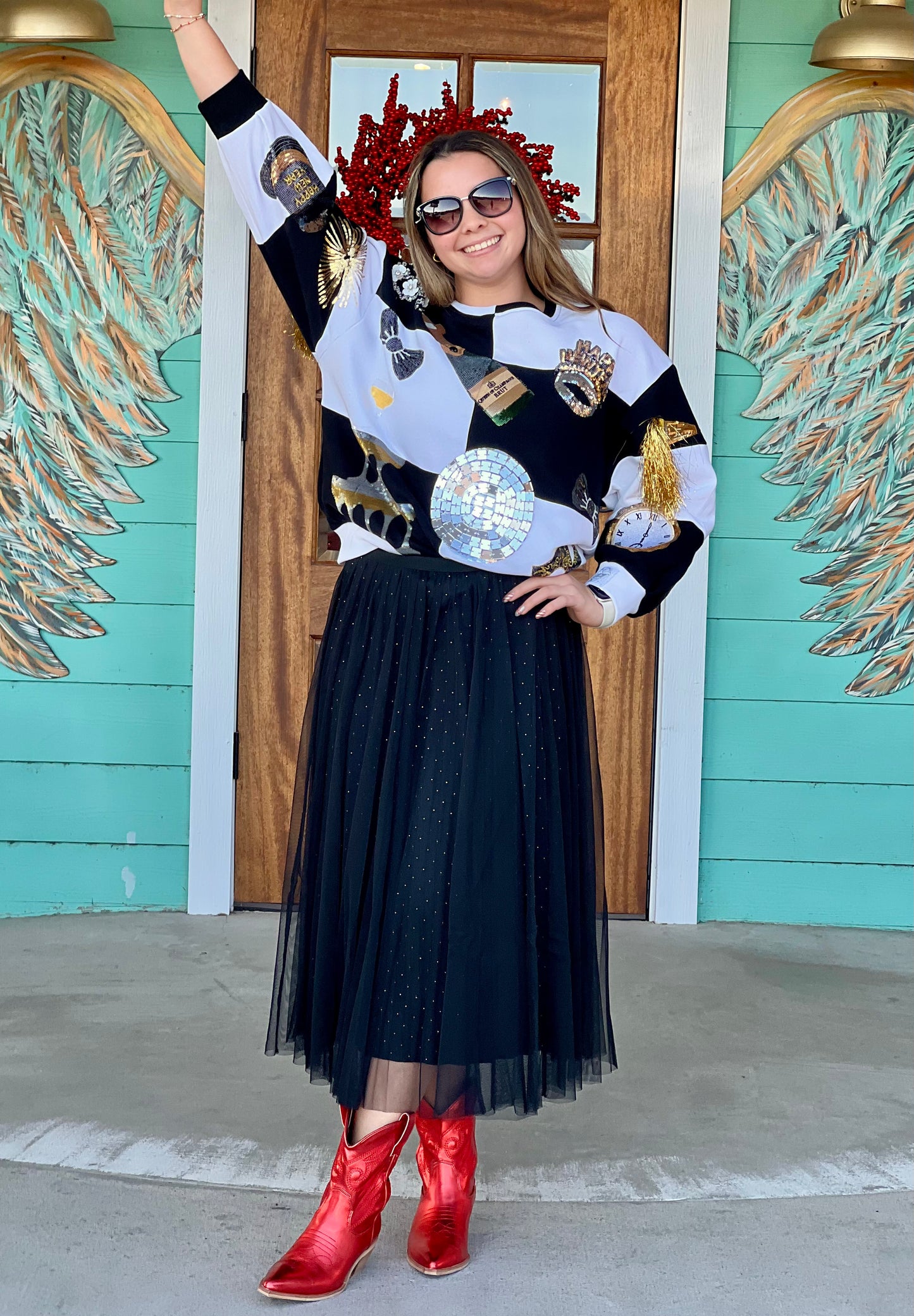 Queen of Sparkles Checkered NYE Icon Sweatshirt