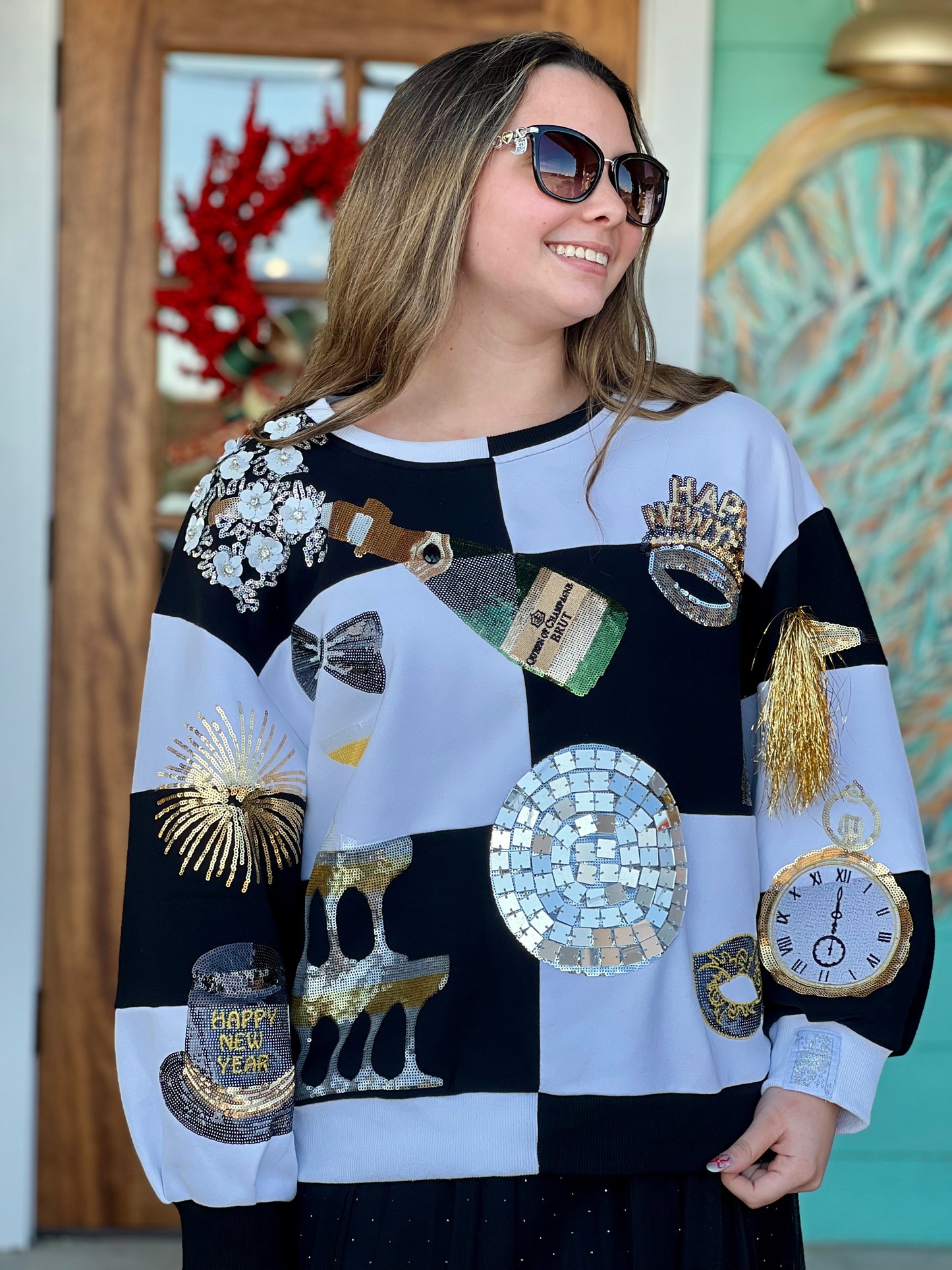 Queen of Sparkles Checkered NYE Icon Sweatshirt