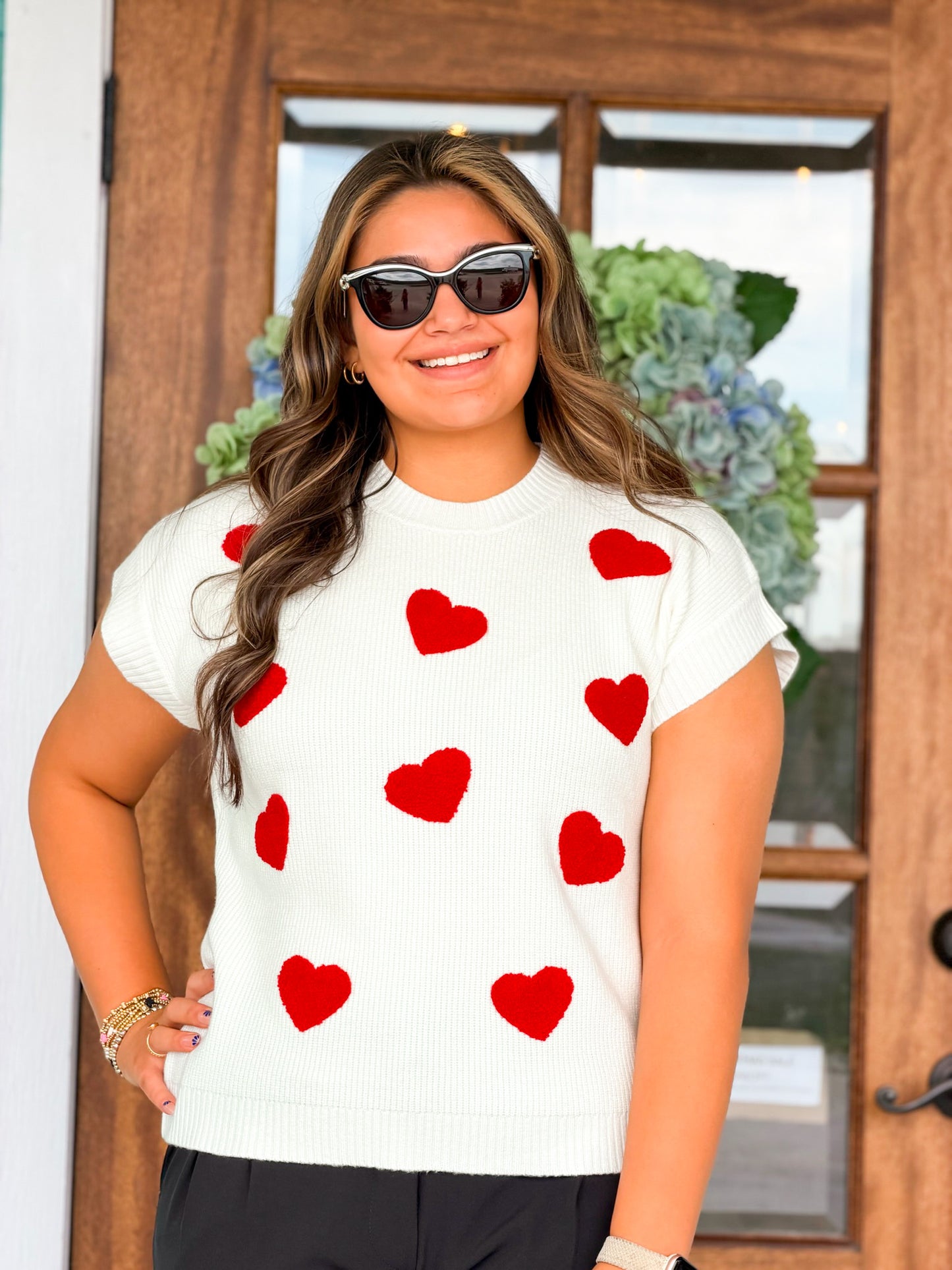 Red Heart Short Sleeve Sweater