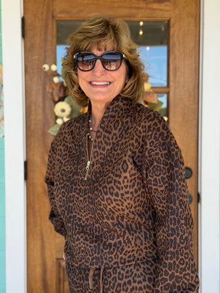 Edie Leopard Long Sleeve Pullover