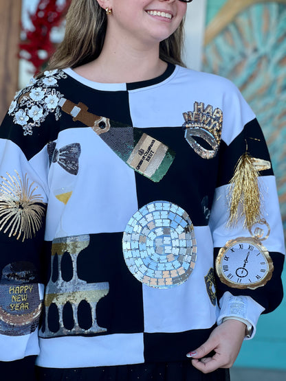 Queen of Sparkles Checkered NYE Icon Sweatshirt