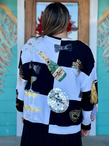 Queen of Sparkles Checkered NYE Icon Sweatshirt