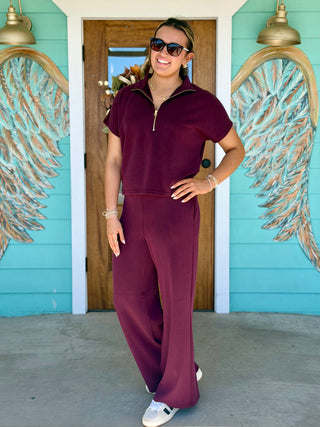 Gala Maroon Short Sleeve Top