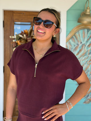 Gala Maroon Short Sleeve Top