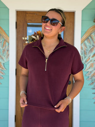 Gala Maroon Short Sleeve Top