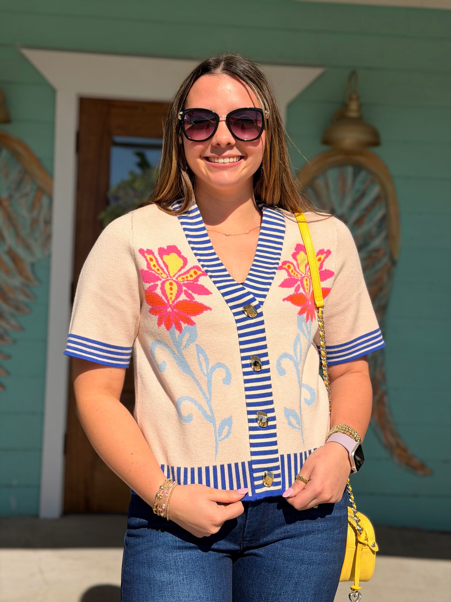 THML Knit Floral Pattern Top