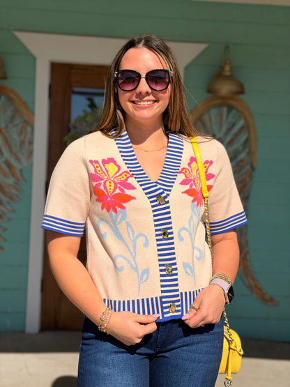 THML Knit Floral Pattern Top