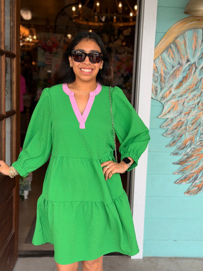 Green Cooper Pink Detail Dress