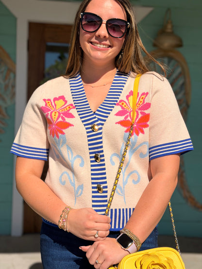 THML Knit Floral Pattern Top