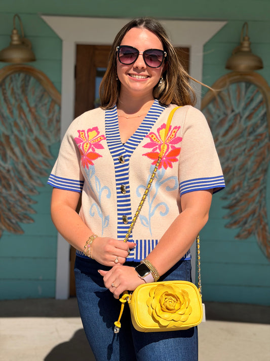 THML Knit Floral Pattern Top