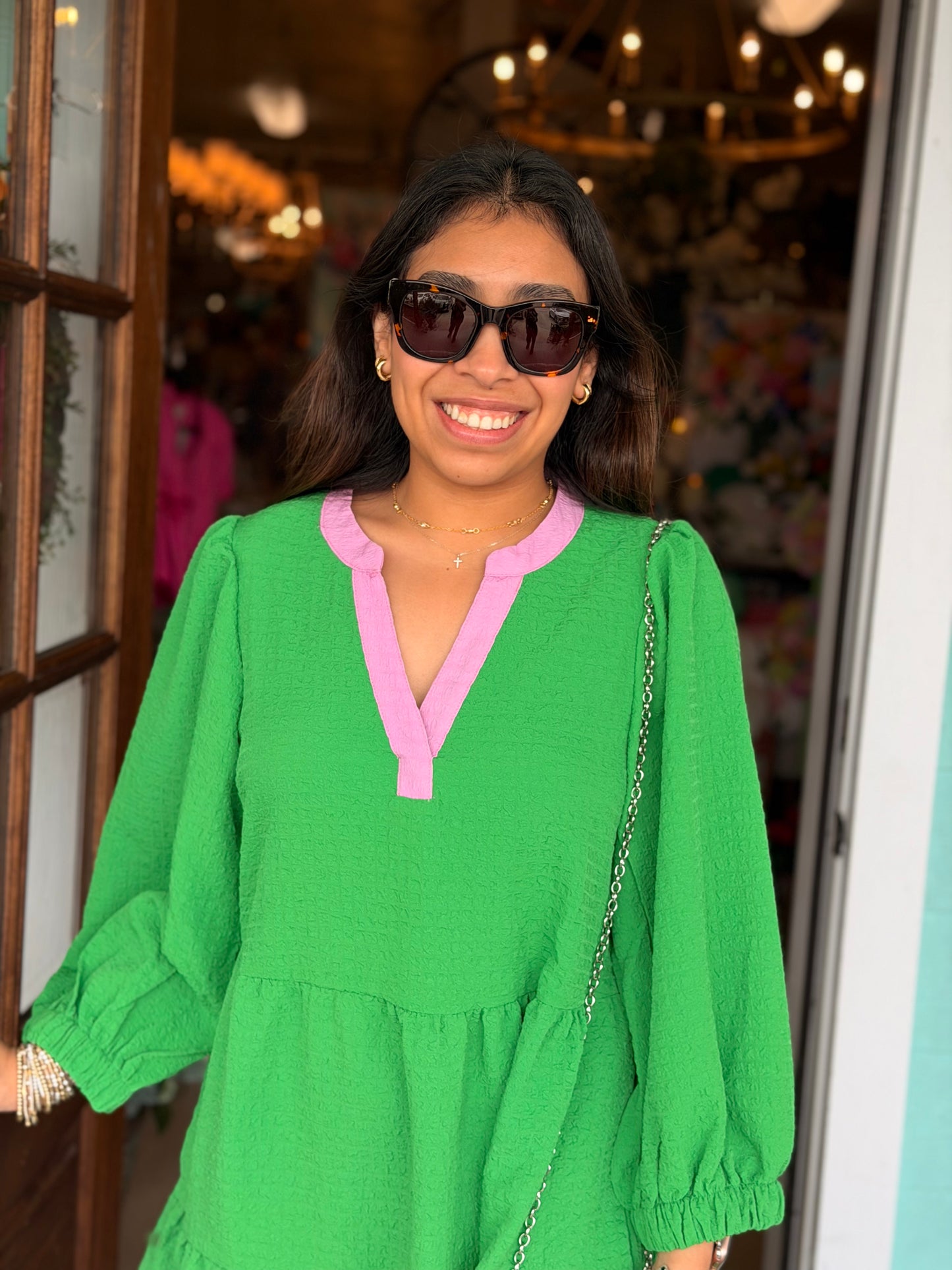 Green Cooper Pink Detail Dress