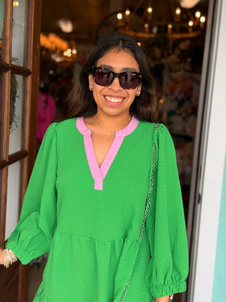 Green Cooper Pink Detail Dress