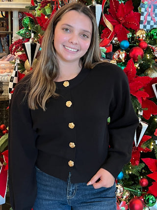 Rosie Button Black Cardigan