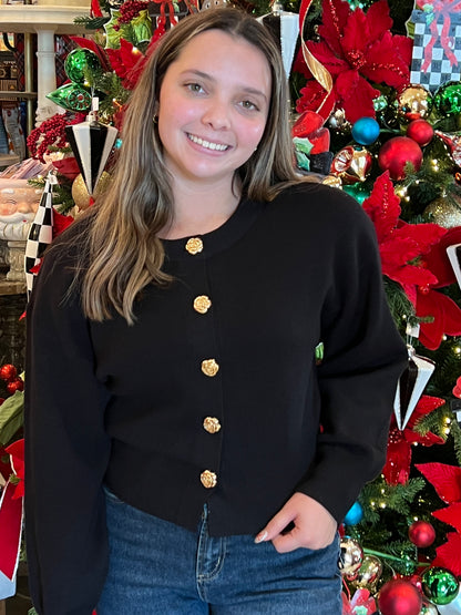 Rosie Button Black Cardigan