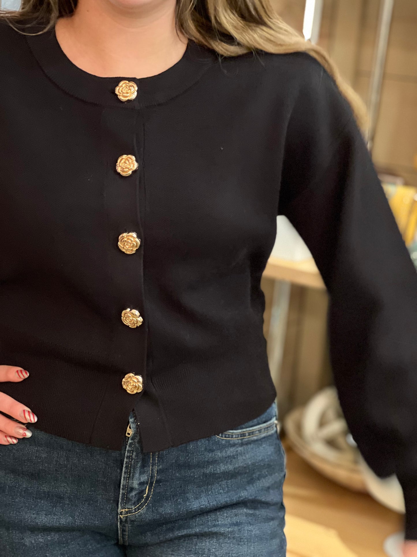 Rosie Button Black Cardigan