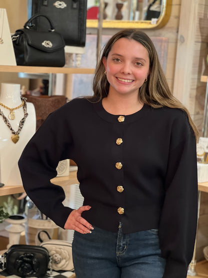 Rosie Button Black Cardigan