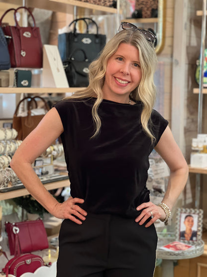 Black Velvet Sleeveless Top