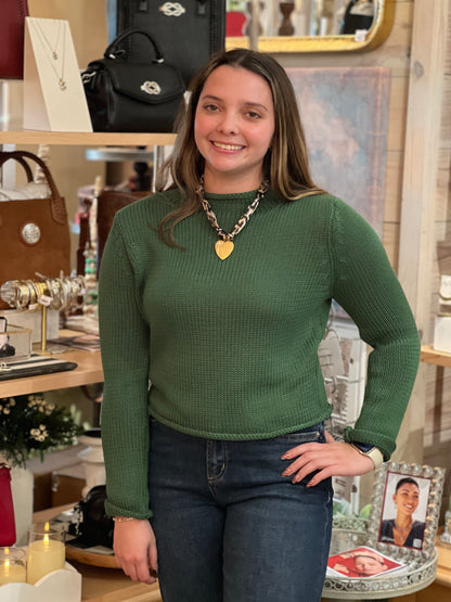 Fern Rolled Edge Sweater