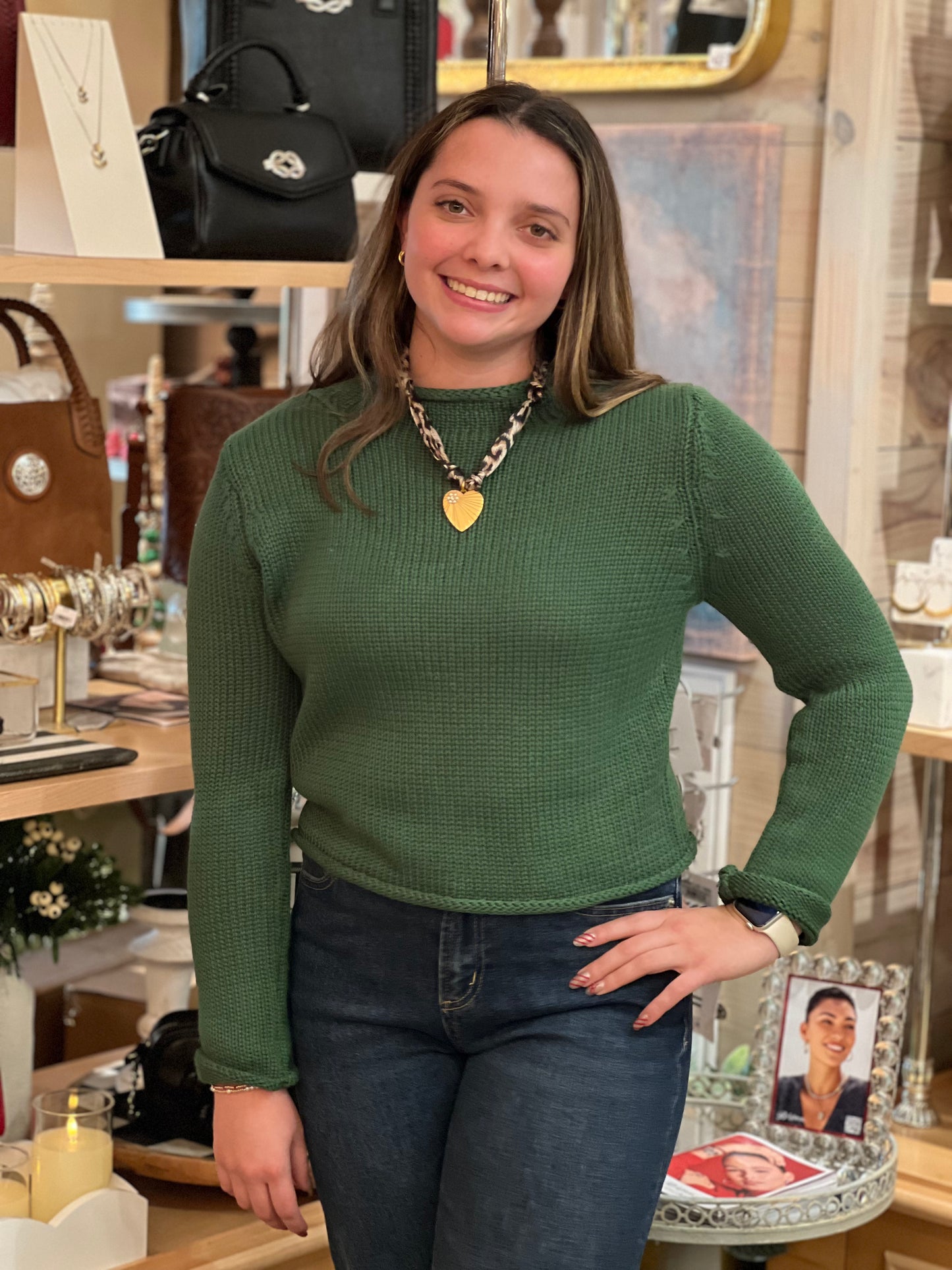 Fern Rolled Edge Sweater