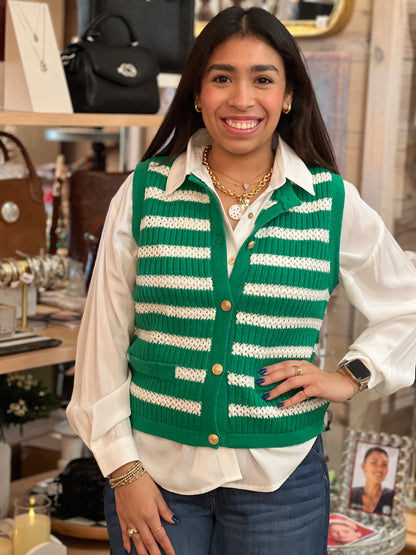 Green Stripe Sweater Vest