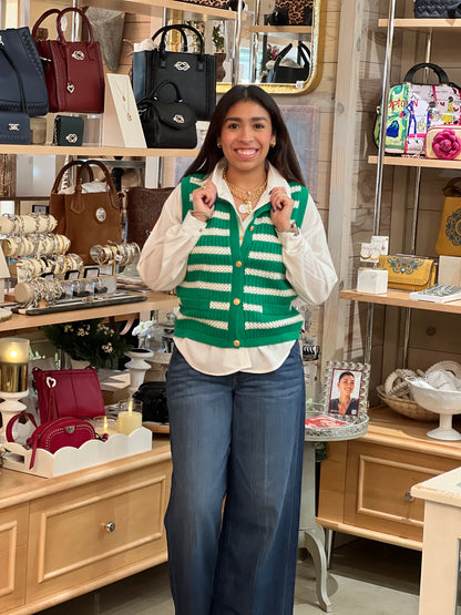 Green Stripe Sweater Vest