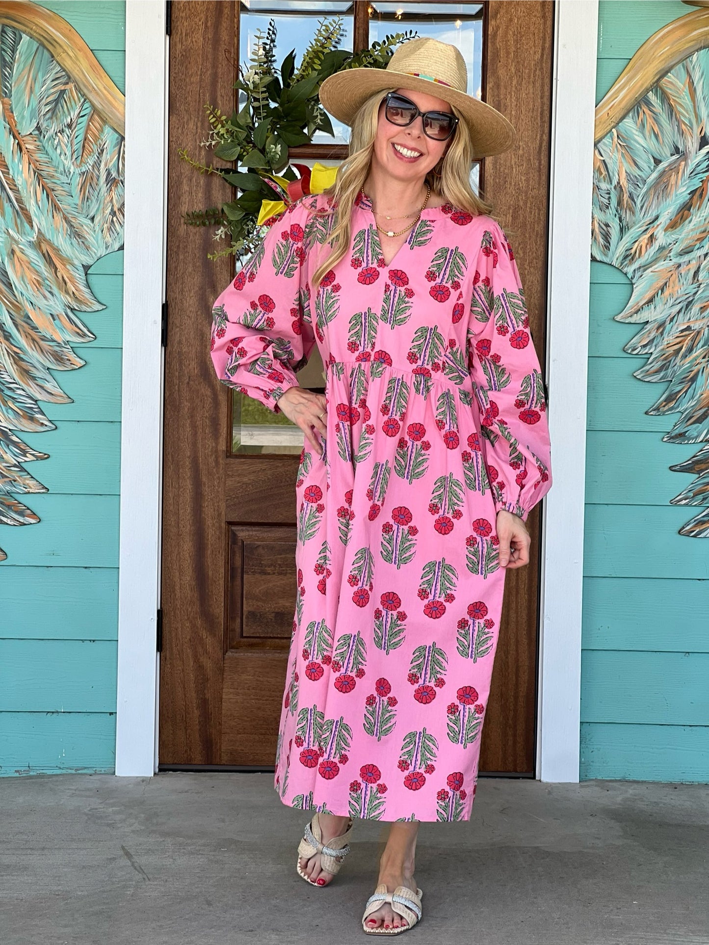 Pink Pippy Floral Midi Dress