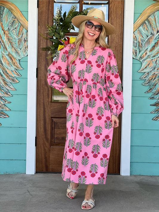 Pink Pippy Floral Midi Dress