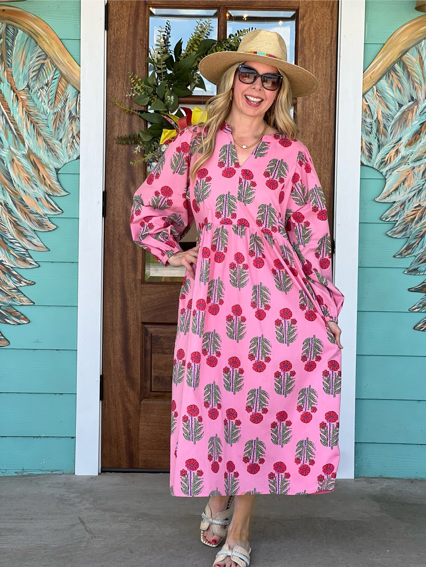 Pink Pippy Floral Midi Dress