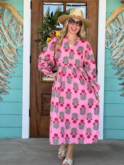 Pink Pippy Floral Midi Dress