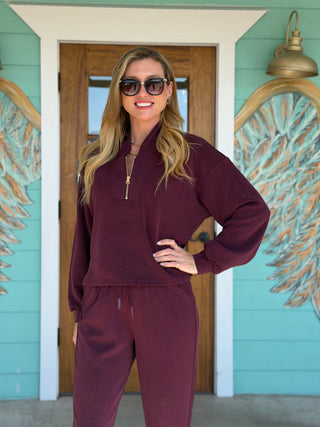 Edie Maroon Knit Pullover