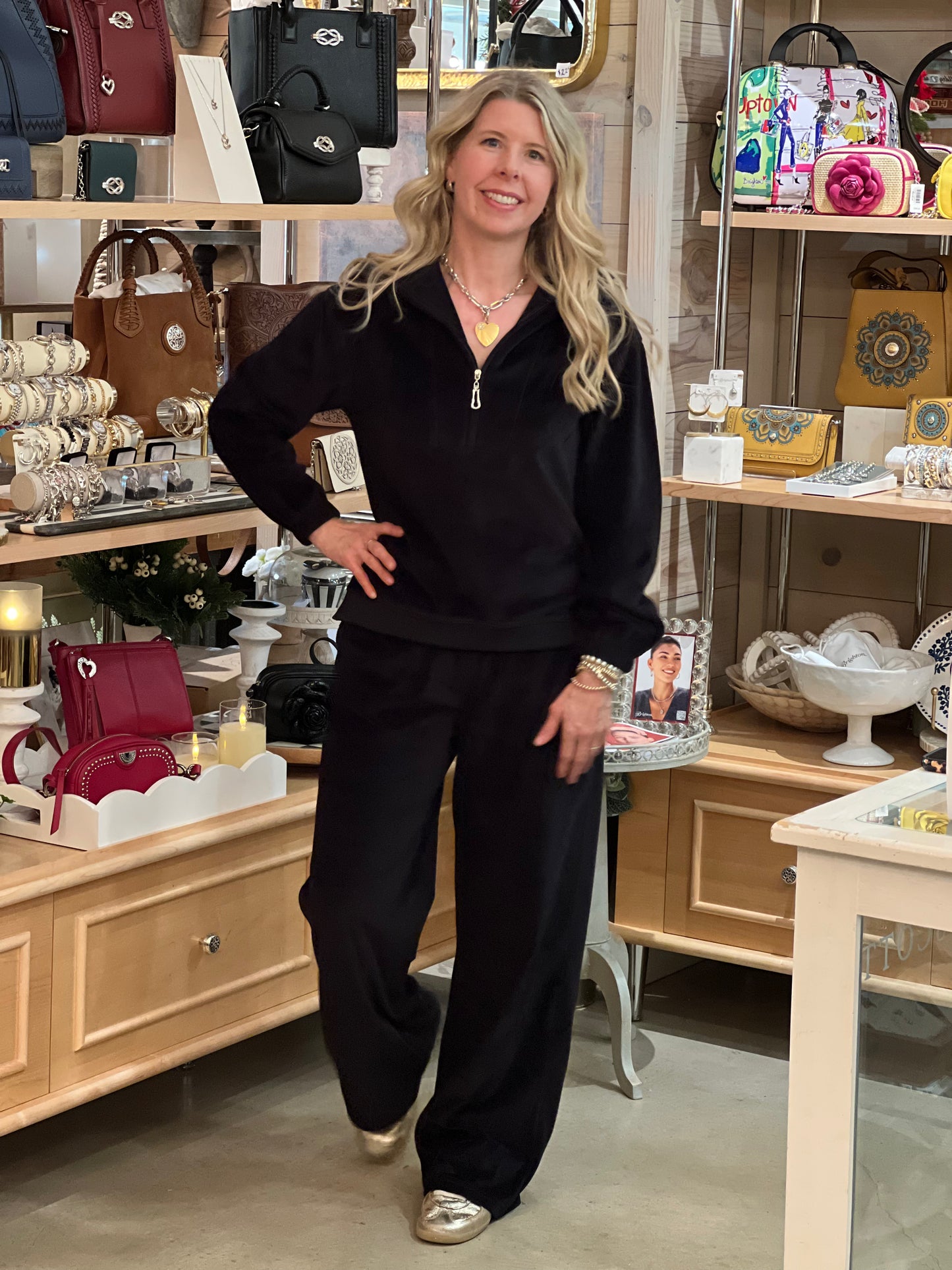 Black Cristy Wide Leg Pant